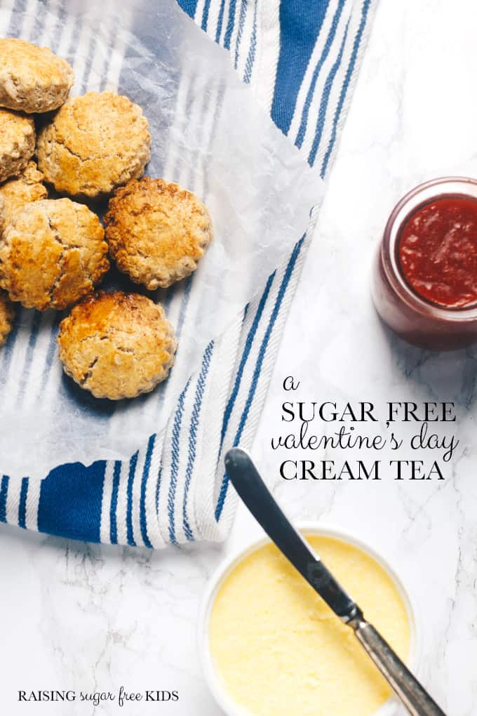 A Sugar Free Valentine's Day Cream Tea | Raising Sugar Free Kids - a yummy sweet but sugar free treat for Valentine's Day this year. Particularly great if you are doing #sugarfreefebruary but don't want to miss out on a #valentines treat. Easy and super quick to make, really tasty, cheap and fun. Gluten free and vegan options included. #veganvalentine #sugarfree