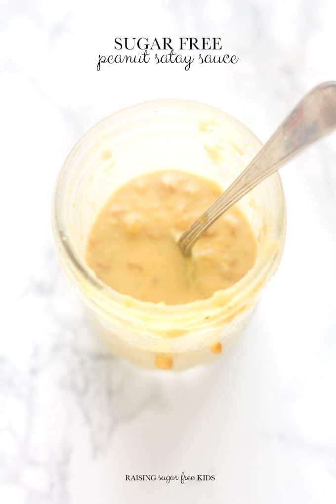Sugar Free Peanut Satay Sauce | Raising Sugar Free Kids - a sugar and sweetener free real food sauce or dip that is sweet, silky and delicious! 5 ingredients and 1 minute to make. #sugarfree 